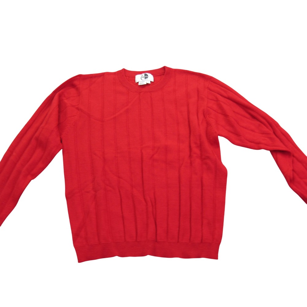 Pronto Moda Men's Crew Neck Sweater‎ Red Merino Wool   Size L Knitwear